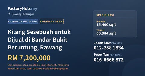 Kilang Untuk Dijual - Kilang Sesebuah untuk Dijual di Bandar Bukit Beruntung, Rawang - Rawang, Selangor
