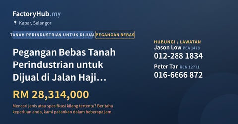 Tanah Untuk Dijual - Pegangan Bebas Tanah Perindustrian untuk Dijual di Jalan Haji Sirat, Kapar - Kapar, Selangor
