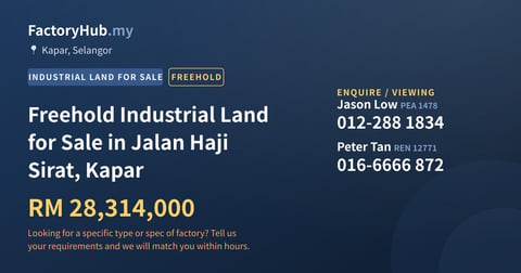 Land For Sale - Freehold Industrial Land for Sale in Jalan Haji Sirat, Kapar - Kapar, Selangor