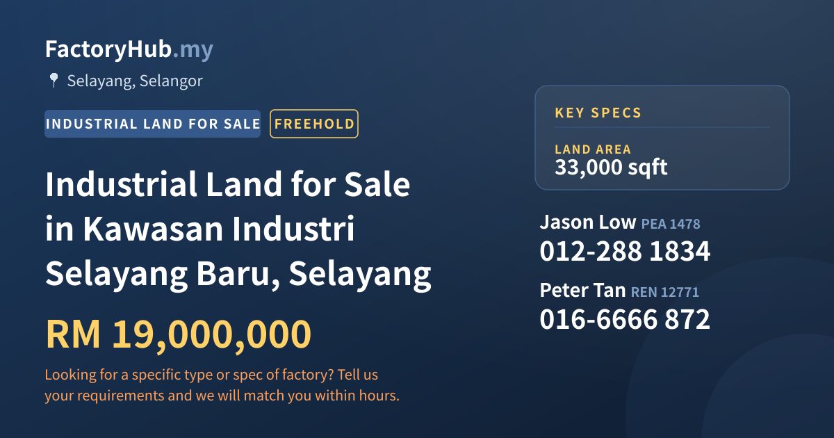 Land For Sale - Industrial Land for Sale in Kawasan Industri Selayang Baru, Selayang - Selayang, Selangor