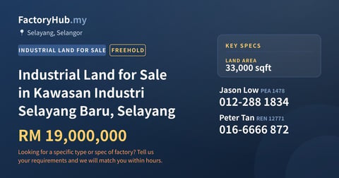 Land For Sale - Industrial Land for Sale in Kawasan Industri Selayang Baru, Selayang - Selayang, Selangor