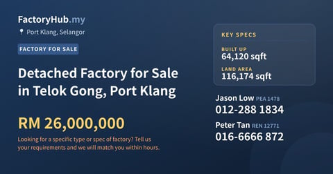 Factory For Sale - Detached Factory for Sale in Telok Gong, Port Klang - Port Klang, Selangor