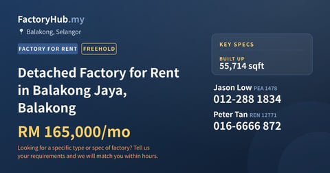 Factory For Rent - Detached Factory for Rent in Balakong Jaya, Balakong - Balakong, Selangor