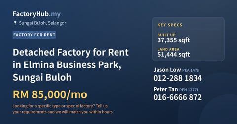 Factory For Rent - Detached Factory for Rent in Elmina Business Park, Sungai Buloh - Sungai Buloh, Selangor