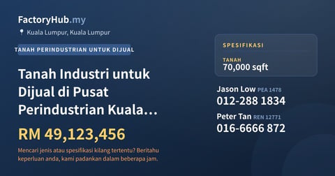 Tanah Untuk Dijual - Tanah Industri untuk Dijual di Pusat Perindustrian Kuala Lumpur - Kuala Lumpur, Kuala Lumpur