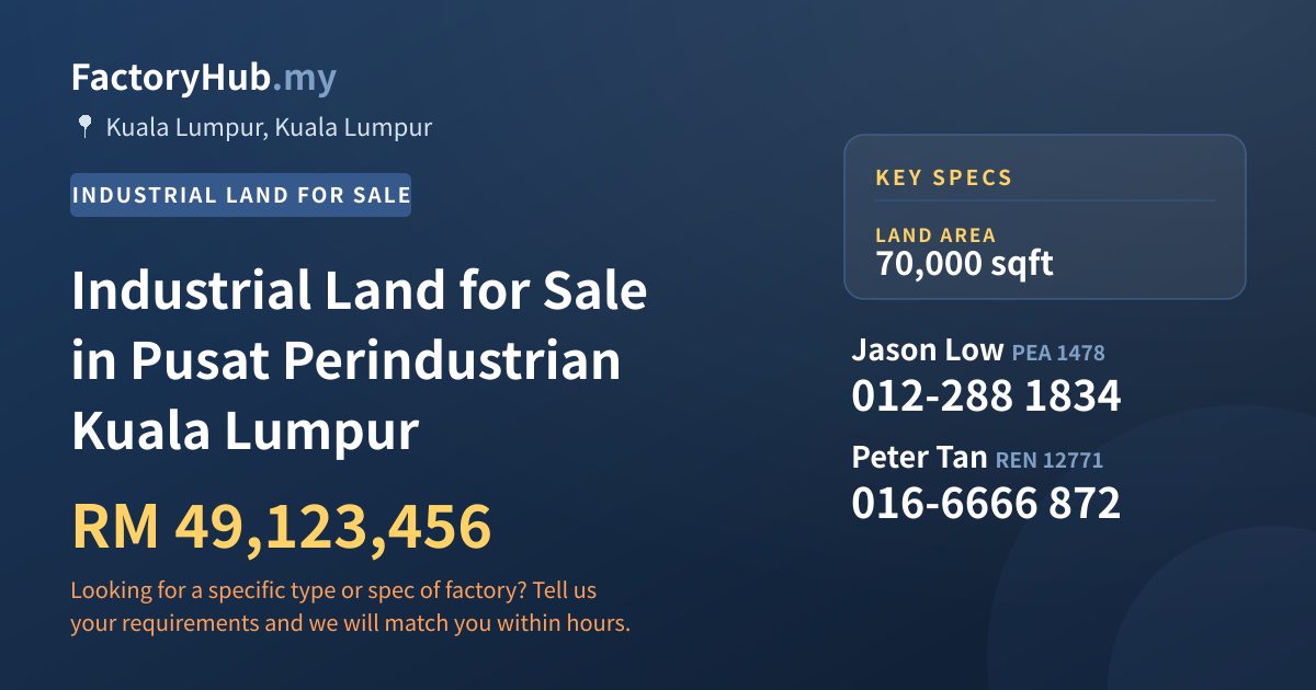 Land For Sale - Industrial Land for Sale in Pusat Perindustrian Kuala Lumpur - Kuala Lumpur, Kuala Lumpur