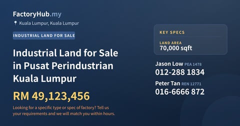 Land For Sale - Industrial Land for Sale in Pusat Perindustrian Kuala Lumpur - Kuala Lumpur, Kuala Lumpur