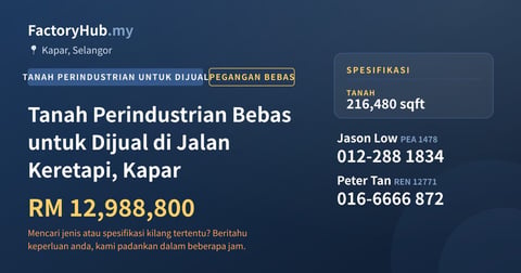 Tanah Untuk Dijual - Tanah Perindustrian Bebas untuk Dijual di Jalan Keretapi, Kapar - Kapar, Selangor