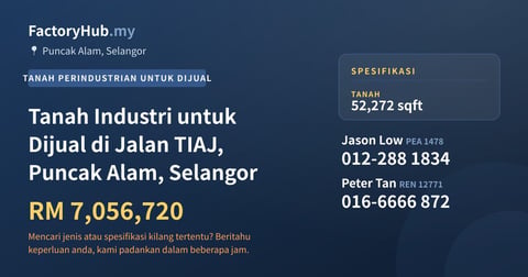 Tanah Untuk Dijual - Tanah Industri untuk Dijual di Jalan TIAJ, Puncak Alam, Selangor - Puncak Alam, Selangor
