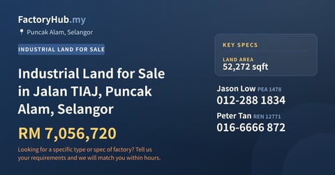 Land For Sale - Industrial Land for Sale in Jalan TIAJ, Puncak Alam, Selangor - Puncak Alam, Selangor