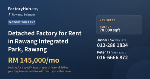 Factory For Rent - Detached Factory for Rent in Rawang Integrated Park, Rawang - Rawang, Selangor