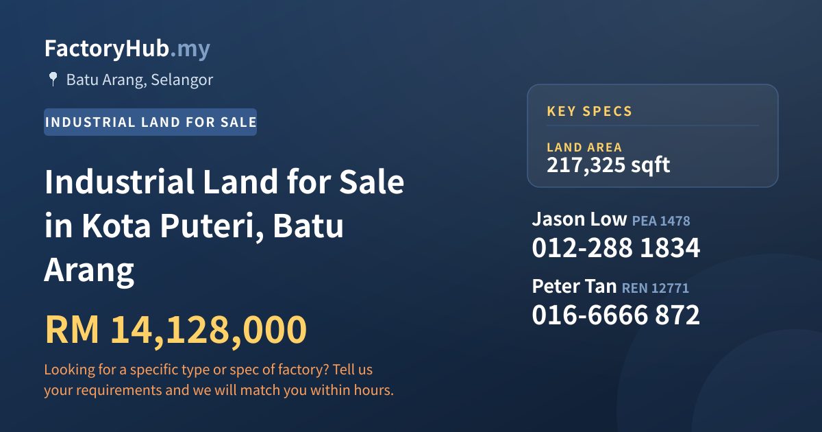 Land For Sale - Industrial Land for Sale in Kota Puteri, Batu Arang - Batu Arang, Selangor
