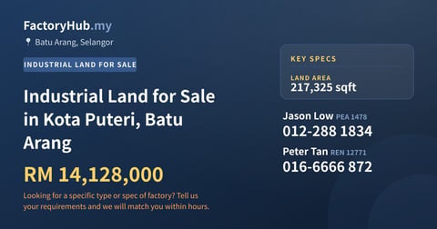 Land For Sale - Industrial Land for Sale in Kota Puteri, Batu Arang - Batu Arang, Selangor