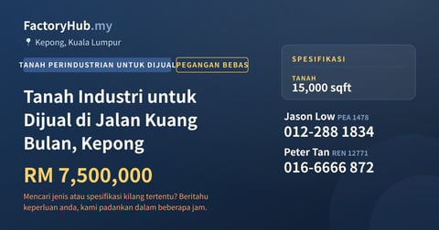 Tanah Untuk Dijual - Tanah Industri untuk Dijual di Jalan Kuang Bulan, Kepong - Kepong, Kuala Lumpur