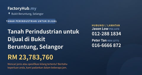 Tanah Untuk Dijual - Tanah Perindustrian untuk Dijual di Bukit Beruntung, Selangor - Bukit Beruntung, Selangor