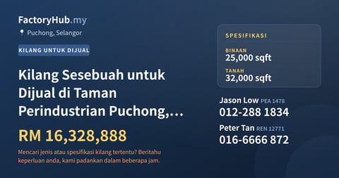 Kilang Untuk Dijual - Kilang Sesebuah untuk Dijual di Taman Perindustrian Puchong, Puchong - Puchong, Selangor