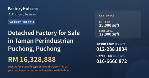 Factory For Sale - Detached Factory for Sale in Taman Perindustrian Puchong, Puchong - Puchong, Selangor