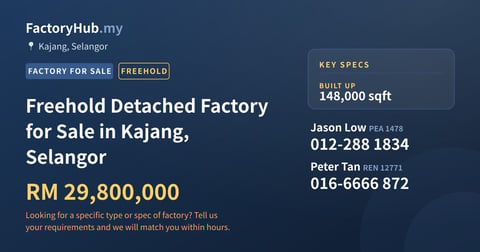 Factory For Sale - Freehold Detached Factory for Sale in Kajang, Selangor - Kajang, Selangor