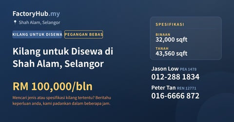 Kilang Untuk Disewa - Kilang untuk Disewa di Shah Alam, Selangor - Shah Alam, Selangor