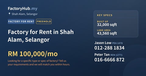 Factory For Rent - Factory for Rent in Shah Alam, Selangor - Shah Alam, Selangor