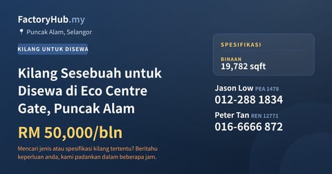 Kilang Untuk Disewa - Kilang Sesebuah untuk Disewa di Eco Centre Gate, Puncak Alam - Puncak Alam, Selangor