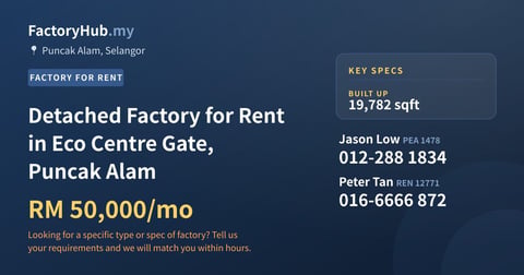 Factory For Rent - Detached Factory for Rent in Eco Centre Gate, Puncak Alam - Puncak Alam, Selangor