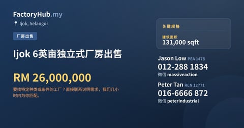 工厂 出售 - Ijok 6英亩独立式厂房出售 - Ijok, Selangor