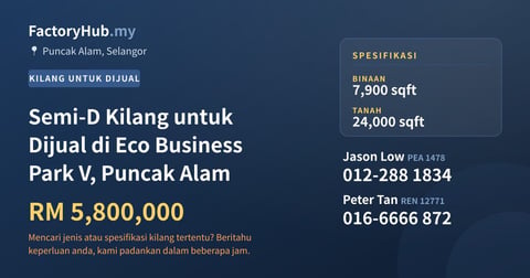 Kilang Untuk Dijual - Semi-D Kilang untuk Dijual di Eco Business Park V, Puncak Alam - Puncak Alam, Selangor
