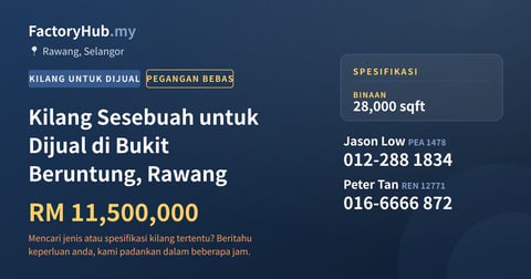 Kilang Untuk Dijual - Kilang Sesebuah untuk Dijual di Bukit Beruntung, Rawang - Rawang, Selangor