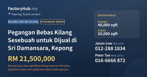 Kilang Untuk Dijual - Pegangan Bebas Kilang Sesebuah untuk Dijual di Sri Damansara, Kepong - Kepong, Kuala Lumpur