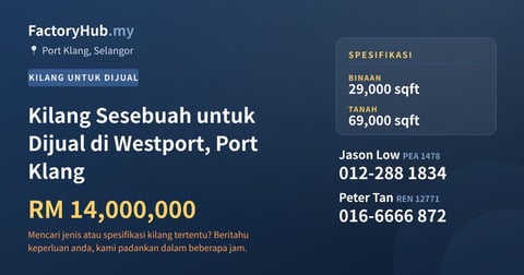 Kilang Untuk Dijual - Kilang Sesebuah untuk Dijual di Westport, Port Klang - Port Klang, Selangor