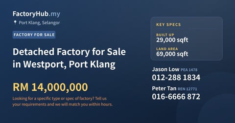 Factory For Sale - Detached Factory for Sale in Westport, Port Klang - Port Klang, Selangor
