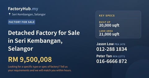 Factory For Sale - Detached Factory for Sale in Seri Kembangan, Selangor - Seri Kembangan, Selangor