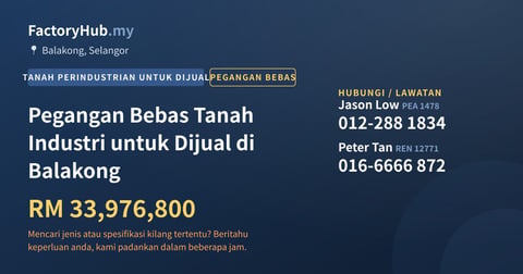 Tanah Untuk Dijual - Pegangan Bebas Tanah Industri untuk Dijual di Balakong - Balakong, Selangor