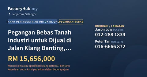 Tanah Untuk Dijual - Pegangan Bebas Tanah Industri untuk Dijual di Jalan Klang Banting, Jenjarom - Jenjarom, Selangor