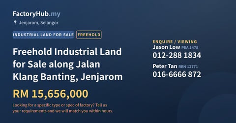 Land For Sale - Freehold Industrial Land for Sale along Jalan Klang Banting, Jenjarom - Jenjarom, Selangor