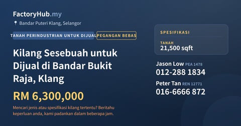 Tanah Untuk Dijual - Kilang Sesebuah untuk Dijual di Bandar Bukit Raja, Klang - Bandar Puteri Klang, Selangor