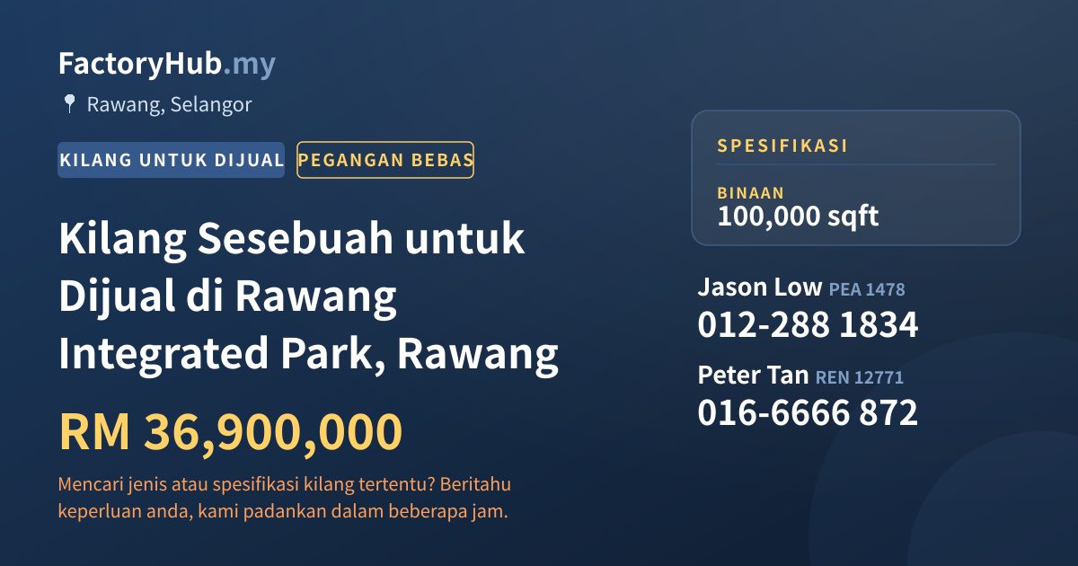 Kilang Untuk Dijual - Kilang Sesebuah untuk Dijual di Rawang Integrated Park, Rawang - Rawang, Selangor