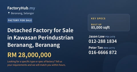 Factory For Sale - Detached Factory for Sale in Kawasan Perindustrian Beranang, Beranang - Beranang, Selangor