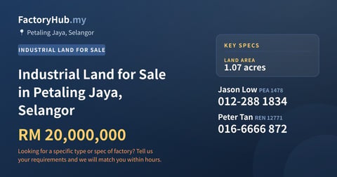 Land For Sale - Industrial Land for Sale in Petaling Jaya, Selangor - Petaling Jaya, Selangor