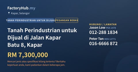 Tanah Untuk Dijual - Tanah Perindustrian untuk Dijual di Jalan Kapar Batu 8, Kapar - Kapar, Selangor