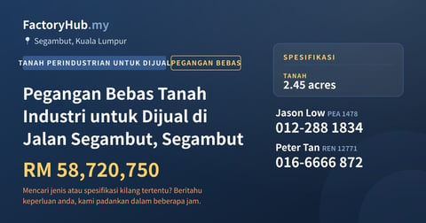 Tanah Untuk Dijual - Pegangan Bebas Tanah Industri untuk Dijual di Jalan Segambut, Segambut - Segambut, Kuala Lumpur