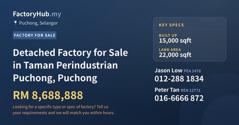 Factory For Sale - Detached Factory for Sale in Taman Perindustrian Puchong, Puchong - Puchong, Selangor