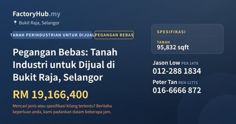 Tanah Untuk Dijual - Pegangan Bebas: Tanah Industri untuk Dijual di Bukit Raja, Selangor - Bukit Raja, Selangor