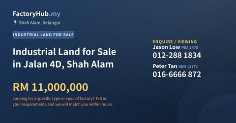 Land For Sale - Industrial Land for Sale in Jalan 4D, Shah Alam - Shah Alam, Selangor