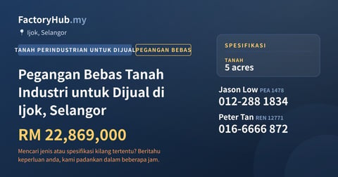 Tanah Untuk Dijual - Pegangan Bebas Tanah Industri untuk Dijual di Ijok, Selangor - Ijok, Selangor