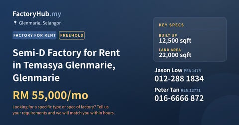 Factory For Rent - Semi-D Factory for Rent in Temasya Glenmarie, Glenmarie - Glenmarie, Selangor