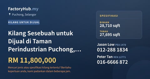 Kilang Untuk Dijual - Kilang Sesebuah untuk Dijual di Taman Perindustrian Puchong, Puchong - Puchong, Selangor