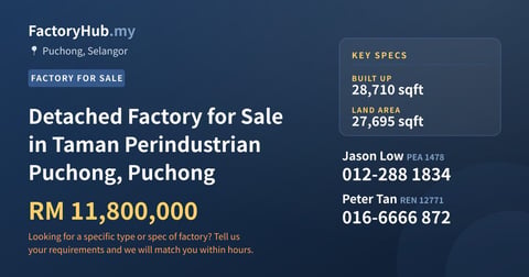 Factory For Sale - Detached Factory for Sale in Taman Perindustrian Puchong, Puchong - Puchong, Selangor