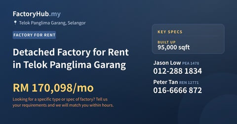 Factory For Rent - Detached Factory for Rent in Telok Panglima Garang - Telok Panglima Garang, Selangor